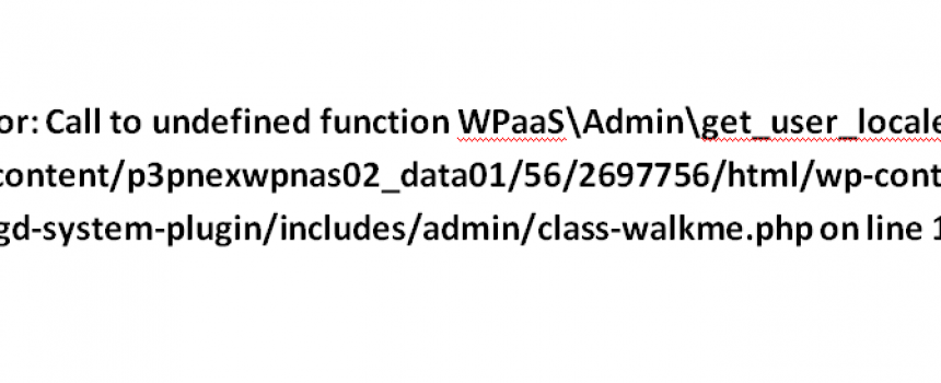 WordPress Support Log: “Fatal error: Call to undefined function WPaaS\Admin\get_user_locale()” & “Fatal Error: Cannot use WPaaS\Plugin”